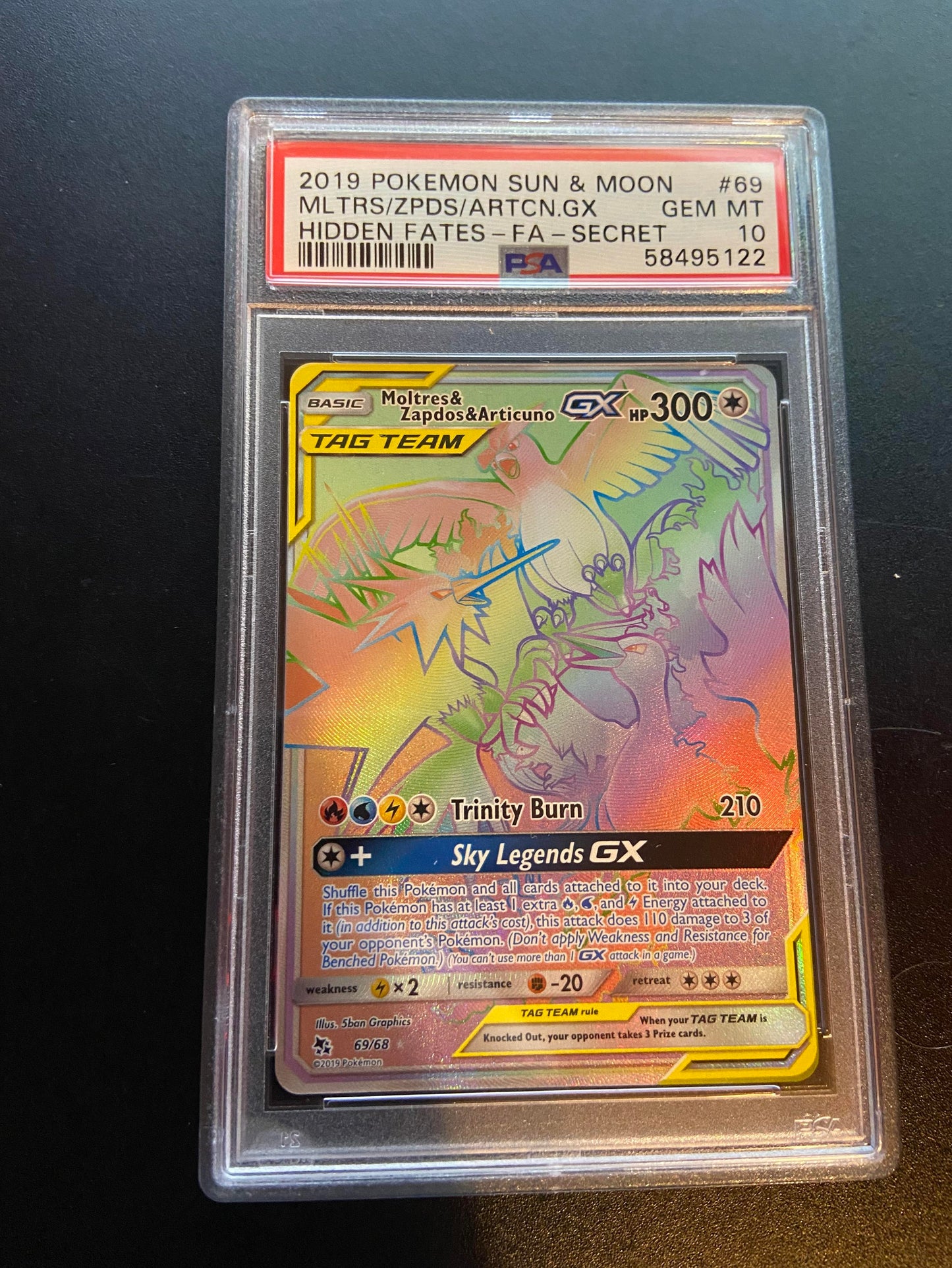 MOLTRES & ZAPDOS & ARTICUNO GX 69/68 PSA 10